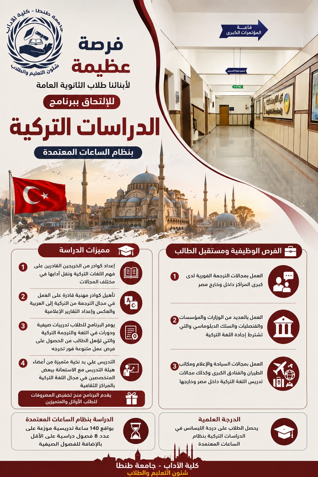 الإعلان عن برنامج الدراسات التركية بكلية الآداب بجامعة طنطا
